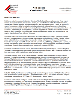 CV for Neil Broom Expert Witness in Computer Forensics Investigations in Milwaukee